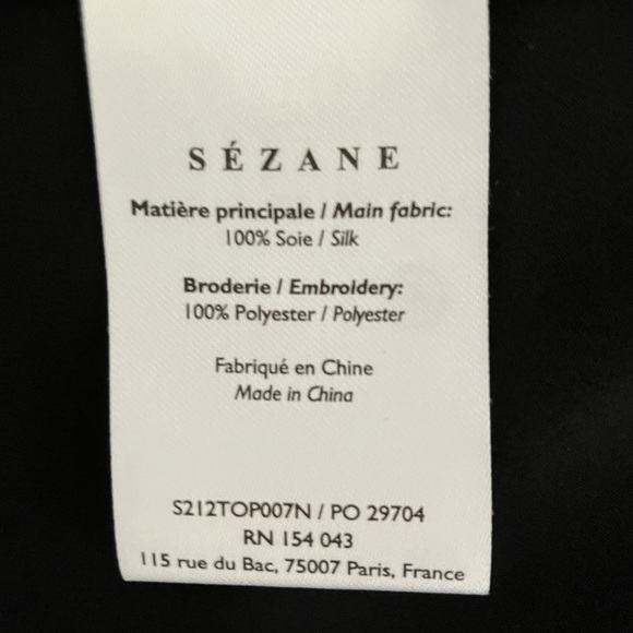 Sézane Palma Silk Embroidered Black Cami - EU 42/US 10 - Picture 10 of 10